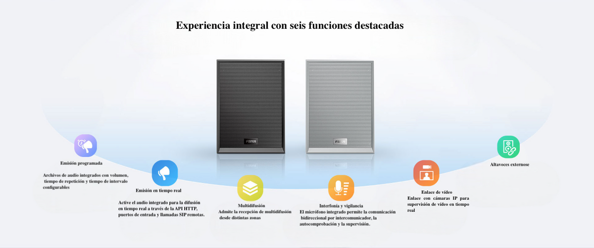 Altavoz SIP IP para voceo y paging, 2 líneas SIP, potencia de hasta 15W, alimentación vía PoE