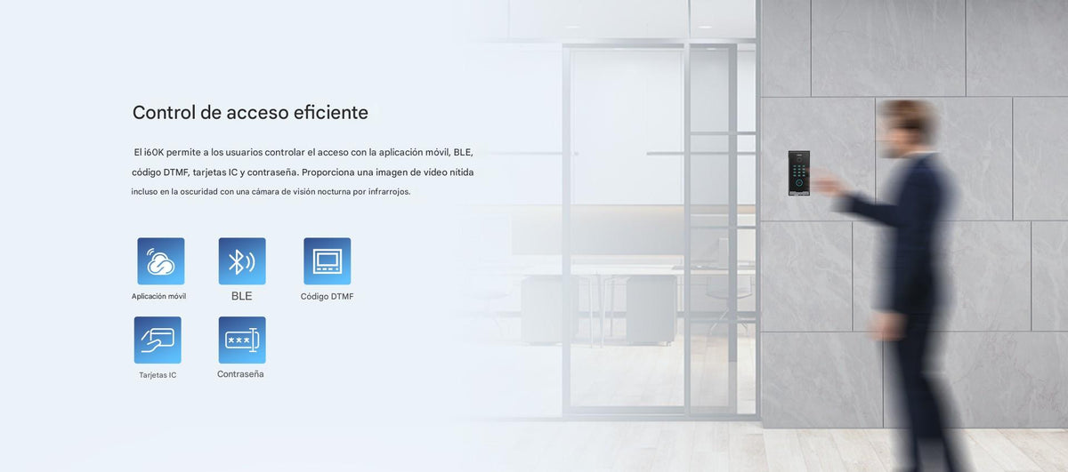 Videoportero Slim IP SIP con Cámara HD, IP IP65, Teclado Numérico y Relé, Apertura por BLE, Tarjeta, Remoto, Protocolo ONVIF, Compatible con App