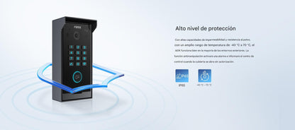 Videoportero Slim IP SIP con Cámara HD, IP IP65, Teclado Numérico y Relé, Apertura por BLE, Tarjeta, Remoto, Protocolo ONVIF, Compatible con App