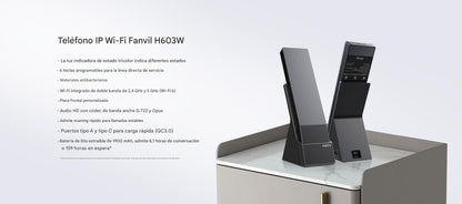 Teléfono IP Inalámbrico para Hotelería con Wi-Fi 6 Doble Banda, 6 Teclas DSS,Material Antibacterial