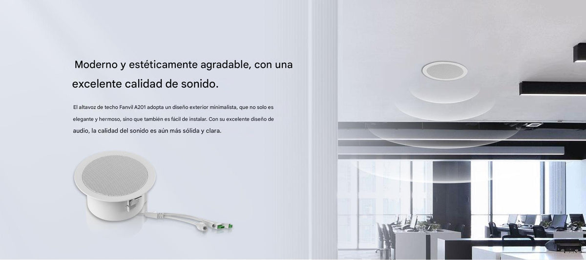 Altavoz de techo para voceo y paging, 2 líneas SIP, potencia de hasta 10W, alimentación vía PoE