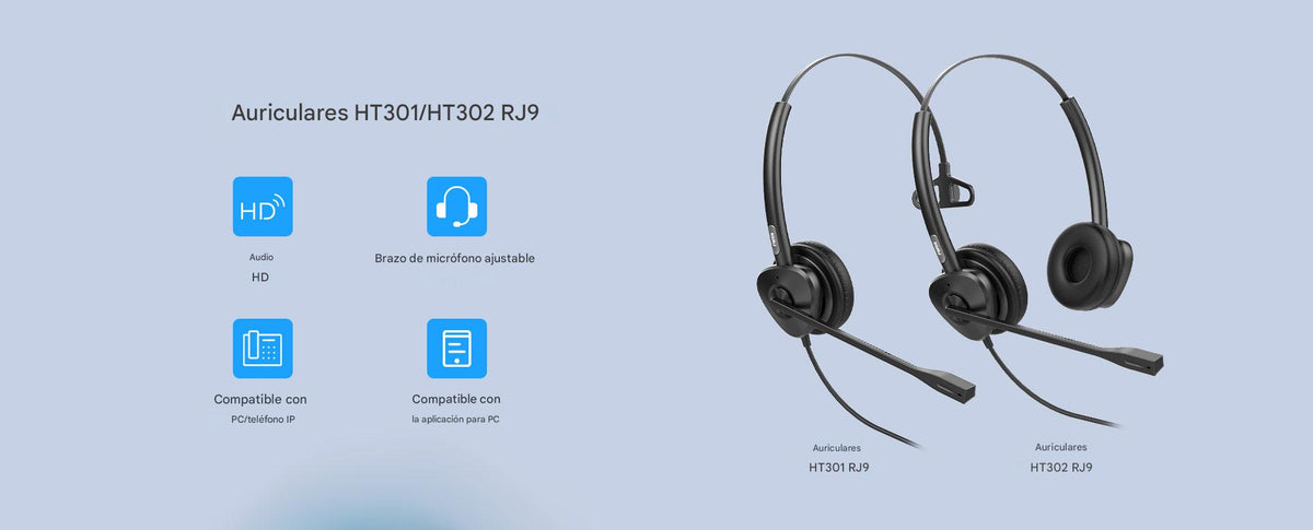 Diadema Binaural con Audio HD y Brazo Ajustable de 260°, Conexión RJ9 y Sonido de Alta Definición