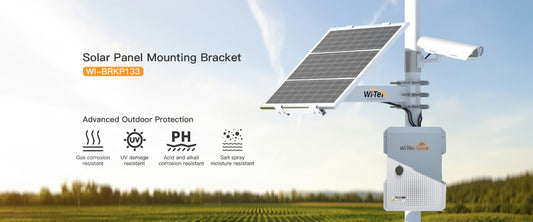 Soporte/Montaje para Panel Solar WI-BRKP133 para Postes / Estructura Galvanizada SGCC 2 mm / Ajuste Ángulo 0-75° / Compatible Postes Redondos 76-133