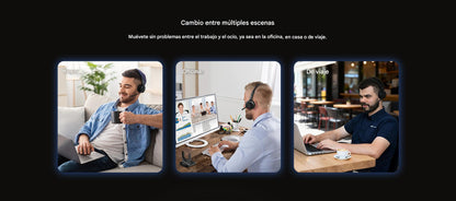 Diadema Inalámbrica / DECT 6.0 + Bluetooth 5.3 / Micrófono Rotable / Audio HD / Cancelación IA / Base de Carga