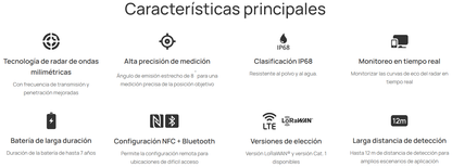 Radar de Distancia LoRaWAN / Nivel en Tanques y Pozos / Medición hasta 12 m / IP68 / Batería 7 Años / Telemetría para BMS y Agua