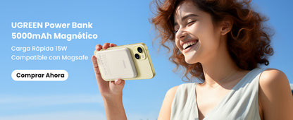 Power Bank MagSafe de 5000mAh | 15W | Carga Inalámbrica y por Cable USB-C | Sistema de Protección Inteligente | Tecnología de Carga Rápida | Ultra