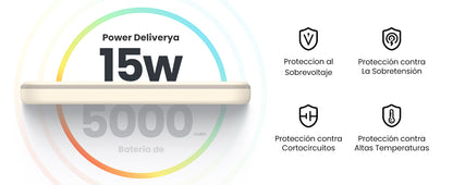 Power Bank MagSafe de 5000mAh | 15W | Carga Inalámbrica y por Cable USB-C | Sistema de Protección Inteligente | Tecnología de Carga Rápida | Ultra