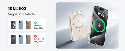 Power Bank MagSafe de 10000mAh | 20W | Carga Inalámbrica y por Cable USB-C | Sistema de Protección Inteligente | Tecnología de Carga Rápida | Ultra
