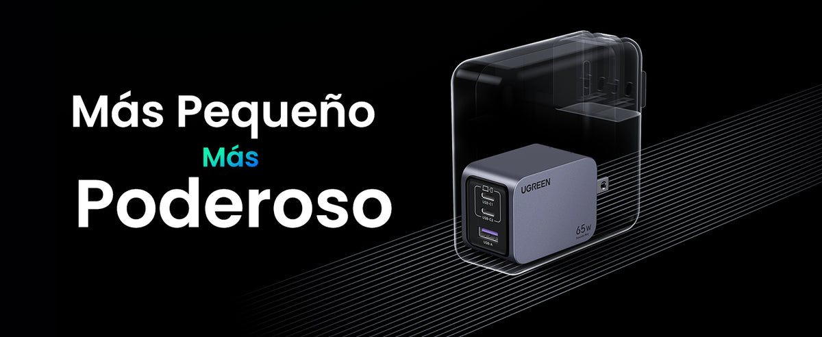 Cargador de 65W serie Nexode Pro | 3 Puertos de Carga Rápida | 2 USB-C | 1 USB-A | Tecnología GaNInfinity | PD3.1 de 65W / QC4.0 | Tecnología de