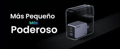 Cargador de 65W serie Nexode Pro | 3 Puertos de Carga Rápida | 2 USB-C | 1 USB-A | Tecnología GaNInfinity | PD3.1 de 65W / QC4.0 | Tecnología de