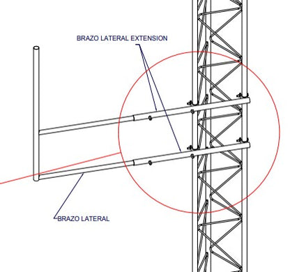 Brazo tipo "F" para tramos STZ-30, galvanizado por electrólisis.
