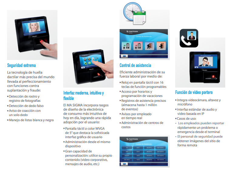 Lector de huella serie sigma multi con lector mifare / tiempo y asistencia / IP65 / PoE