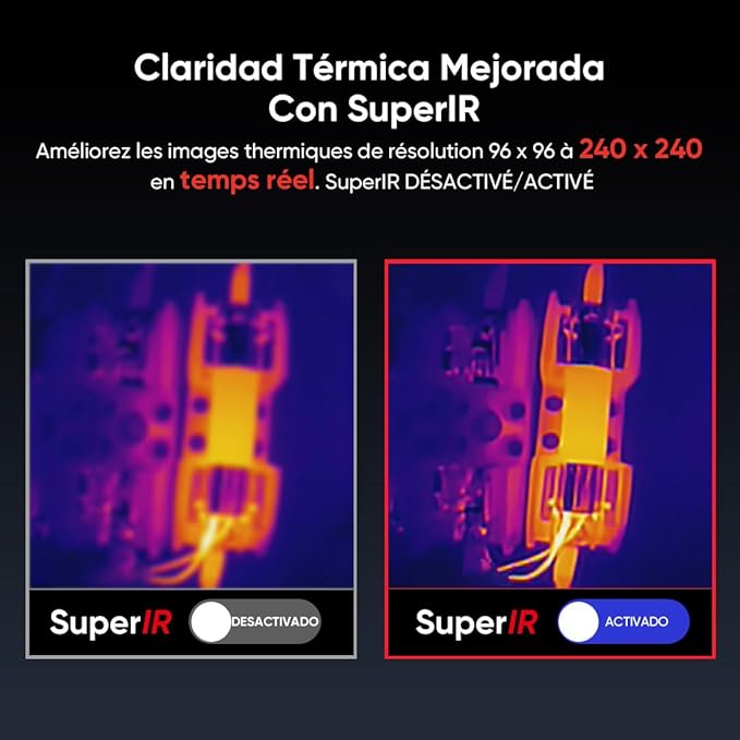 E01 - Cámara Termográfica Portátil Eco Series / SuperIR 240 x 240 / Rango de -20°C a 400°C / Pantalla LCD 2.4" / Modos SuperScene (Fugas