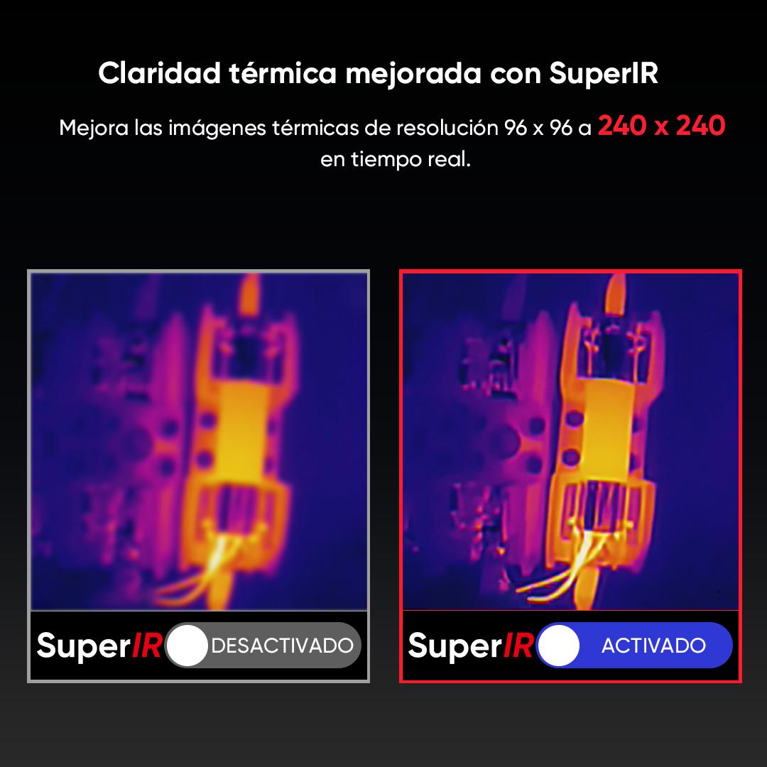 E02 - Cámara Termográfica Portátil / SuperIR 240 x 240 / Rango de -20°C a 400°C / Pantalla LCD 2.4" / Fusión Térmica-Visible / Memoria 4GB (30,000