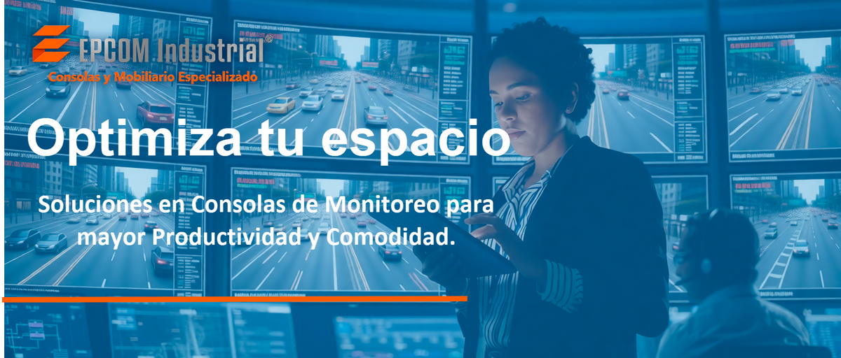 Escritorio Estación Mobiliaria Profesional de Monitoreo y Control / Videovigilancia / Acceso / Alarmas / Etc... / Metal Negro y Madera Tono Oscuro