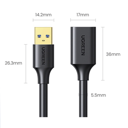 Cable Extensor USB 3.0 / 3 Metros / Macho-Hembra / 5 Gbps / Ultra Durabilidad / Núcleo de cobre estañado 28/22 AWG / Blindaje interior múltiple