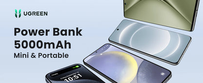 Power Bank 5000mAh | Conector USB-C Incorporado | 22.5W | Carga Rápida | Soporte Integrado | Pantalla Led | Compacto y Portatil | Compatible con