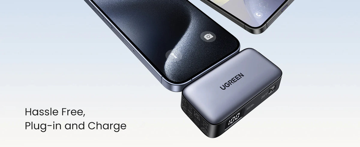 Power Bank 5000mAh | Conector USB-C Incorporado | 22.5W | Carga Rápida | Soporte Integrado | Pantalla Led | Compacto y Portatil | Compatible con