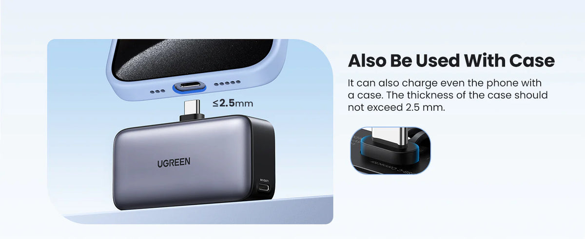 Power Bank 5000mAh | Conector USB-C Incorporado | 22.5W | Carga Rápida | Soporte Integrado | Pantalla Led | Compacto y Portatil | Compatible con