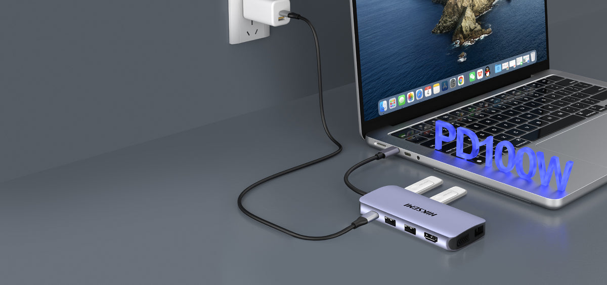 Hub USB-C 11 en 1 / HDMI 4K + VGA / 2x USB 3.0 + 2x USB 2.0 / SD + Micro SD / RJ45 Gigabit / PD 100W / Audio / Aleación de Aluminio