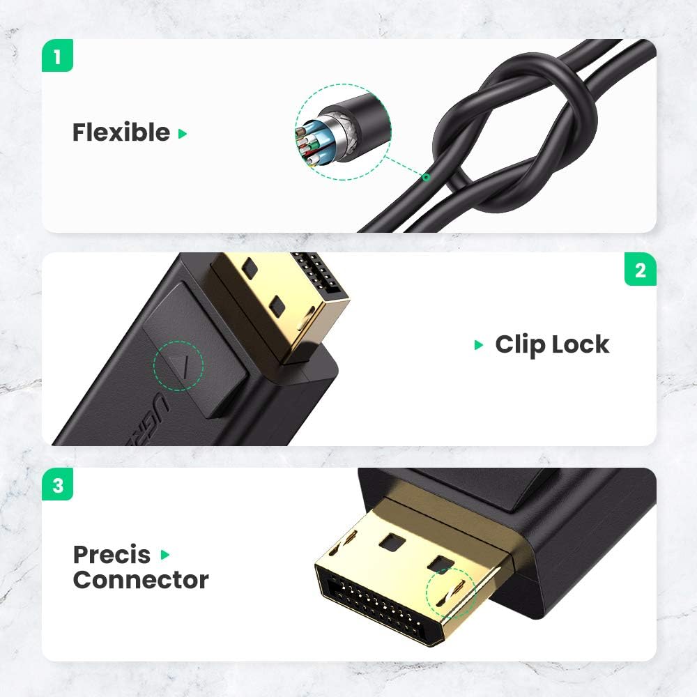 Convertidor DisplayPort a HDMI 4K| 3D | HDR | Blindaje Interno | Botón Liberador | Carcasa de ABS | Plug & Play | CE, FCC, RoHS | Cable de 25 cm
