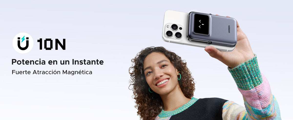 Power Bank Serie UNO Inalambrico | 10000mAh | 7.5W/20W | Con Emojis de Estado | Carga Rápida USB-C Bidireccional | Pantalla TFT Inteligente | Con