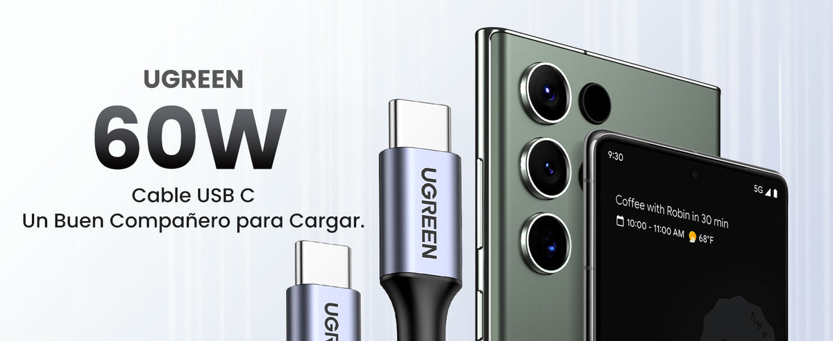 Cable USB-C a USB-C | 1 Metro (3.28 Pies) | Transferencia de Datos de 480 Mbps | Carga Rápida de Hasta 60W | QC 4.0/3.0/2.0 | PD3.0 | FPC | AFC |