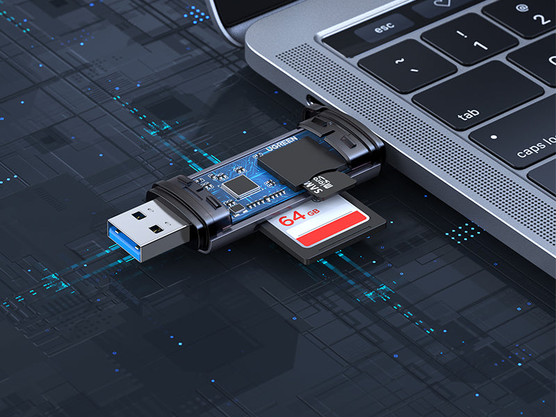 Lector de Tarjetas USB-C + USB-A a MicroSD (TF)/SD | OTG | USB-C 3.1 | 5Gbps | Soporta hasta 2TB | Soporta Windows/Mac OS/Linux/Android | Lectura de