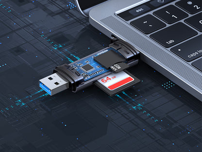 Lector de Tarjetas USB-C + USB-A a MicroSD (TF)/SD | OTG | USB-C 3.1 | 5Gbps | Soporta hasta 2TB | Soporta Windows/Mac OS/Linux/Android | Lectura de