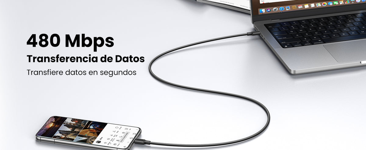 Cable USB-C a USB-C | 1 Metro | Carga Rápida de hasta 60W | Transferencia de datos de 480 Mbps | PD3.0 | QC 4.0/3.0/2.0 | FPC | AFC | Duradero y