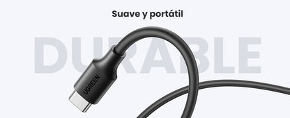 Cable USB-C a USB-C | 1 Metro | Carga Rápida de hasta 60W | Transferencia de datos de 480 Mbps | PD3.0 | QC 4.0/3.0/2.0 | FPC | AFC | Duradero y