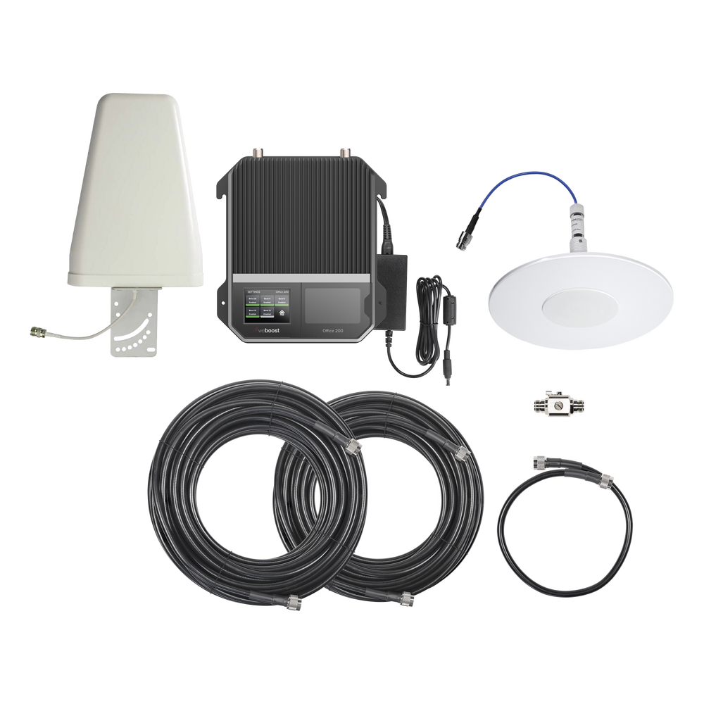 KIT Amplificador Office 200 4G LTE, 3G y VOZ con antena direccional. Especial para cubrir áreas de hasta 1600 Metros Cuadrados por ser de grado