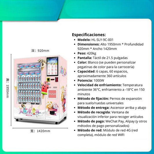 Maquina expendedora congeladora de helados y paletas