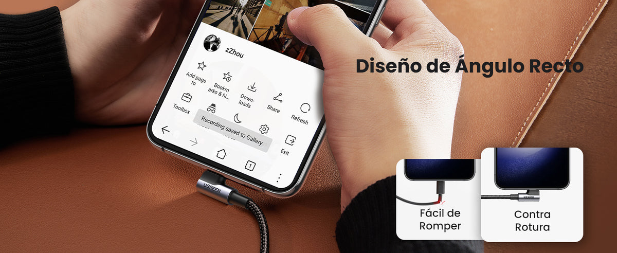 Cable USB-C a USB-C | 1 Metro (3.28 Pies) | Conector con Ángulo Recto de 90° | Carga Rápida de hasta 60W | 480 Mbps | PD3.0 | QC4.0/3.0/2.0 | FPC |