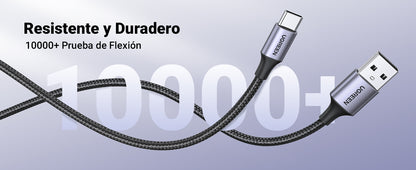 Cable USB-A a USB-C | 2 Metros (6.56 Pies) | Transferencia de Datos de 480 Mbps | Carga Rápida | QC 4.0/3.0/2.0 | FPC | AFC | Protección Integrada |