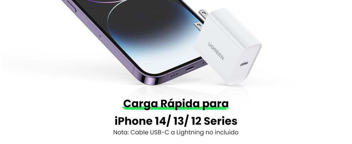 Cargador USB-C de 20W | 1 USB-C de Carga Rápida | QC4.0+ | PD3.0 | PPS | BC1.2| Carga Inteligente | Chip PWM | Múltiple Protección | Mayor Eficiencia