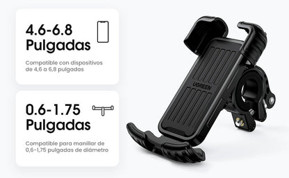 Soporte de Celular para Manillar de Motocicleta o Bicicleta / Anti Vibración / Protección de clip Antideslizante / Rotación de 360° / Bloqueo de