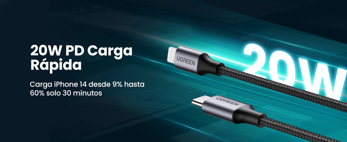 Cable USB-C a Lightning | 2 Metros (6.56 Pies) | Certificado MFi | Carga Rápida 60W | 480 Mbps | Conector C94 | Adecuado para iPhone, iPad y iPod |