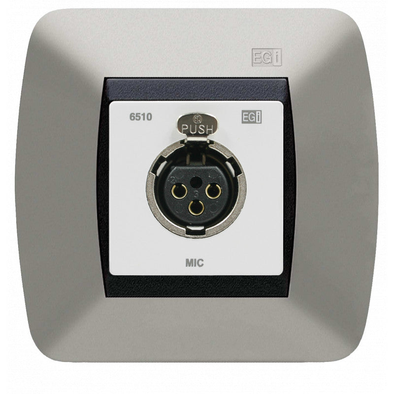 Conexión caja 60 mm. xlr hembra de pared. blanco.