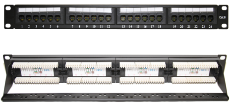 Panel de Parcheo de Impacto (110) UTP de 24 Puertos Cat6, 19 Pulgadas (48.26 cm), con Barra para Organizar Cable