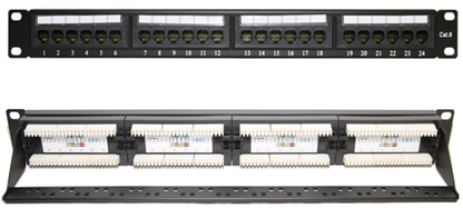Panel de Parcheo de Impacto (110) UTP de 24 Puertos Cat6, 19 Pulgadas (48.26 cm), con Barra para Organizar Cable