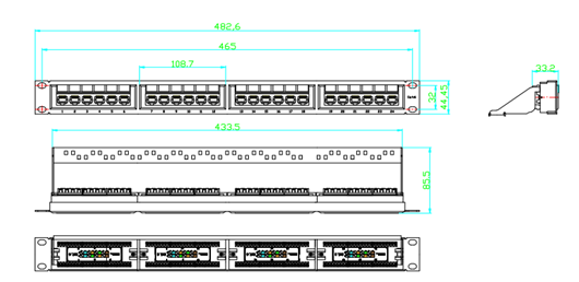 Panel de Parcheo de Impacto (110) UTP de 24 Puertos Cat6, 19 Pulgadas (48.26 cm), con Barra para Organizar Cable