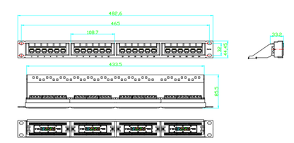 Panel de Parcheo de Impacto (110) UTP de 24 Puertos Cat6, 19 Pulgadas (48.26 cm), con Barra para Organizar Cable