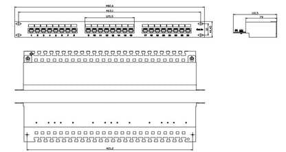 Panel de Parcheo de Impacto Blindado (STP) de 24 Puertos Cat5e, 19 Pulgadas