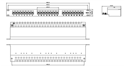 Panel de Parcheo de Impacto (110) Blindado (STP) de 24 Puertos Cat6, 19 Pulgadas