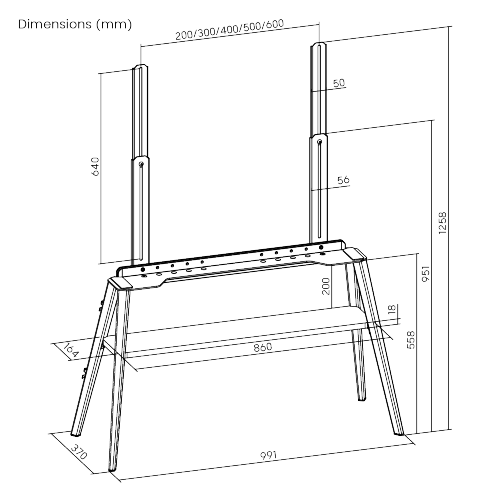 Soporte de TV Easel Studio TV Floor Stand | Compatible VESA 200x200 a 600x400 | Para Pantallas de hasta 75 Pulgadas | Capacidad de Peso 40 kg |