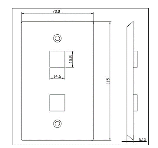 Placa de Pared de 2 Puertos, Keystone, Color Blanco