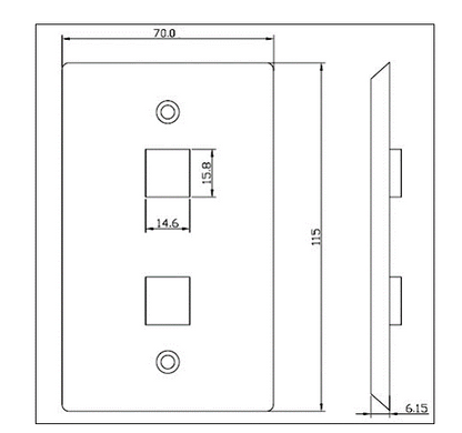 Placa de Pared de 2 Puertos, Keystone, Color Blanco