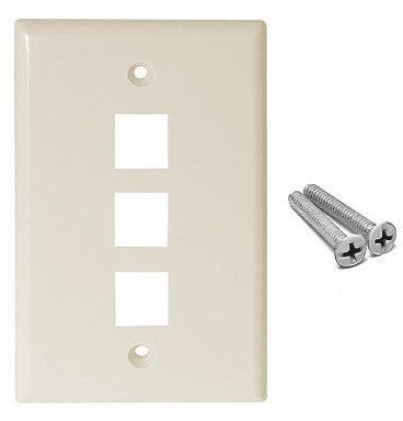 Placa de Pared de 3 Puertos, Keystone, Color Blanco
