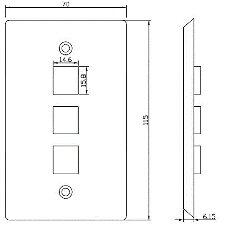 Placa de Pared de 3 Puertos, Keystone, Color Blanco